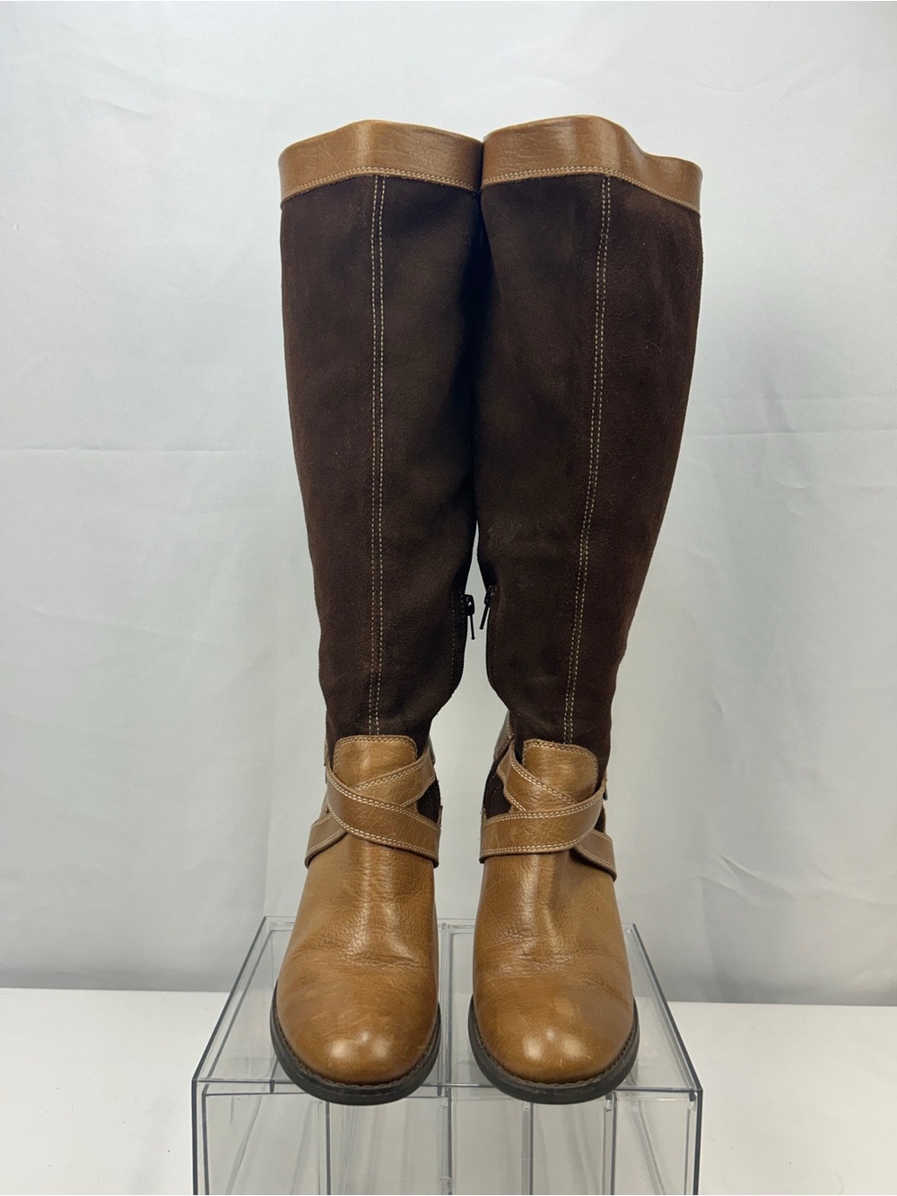 Relativity Two-Tone Brown Tall Riding Boots